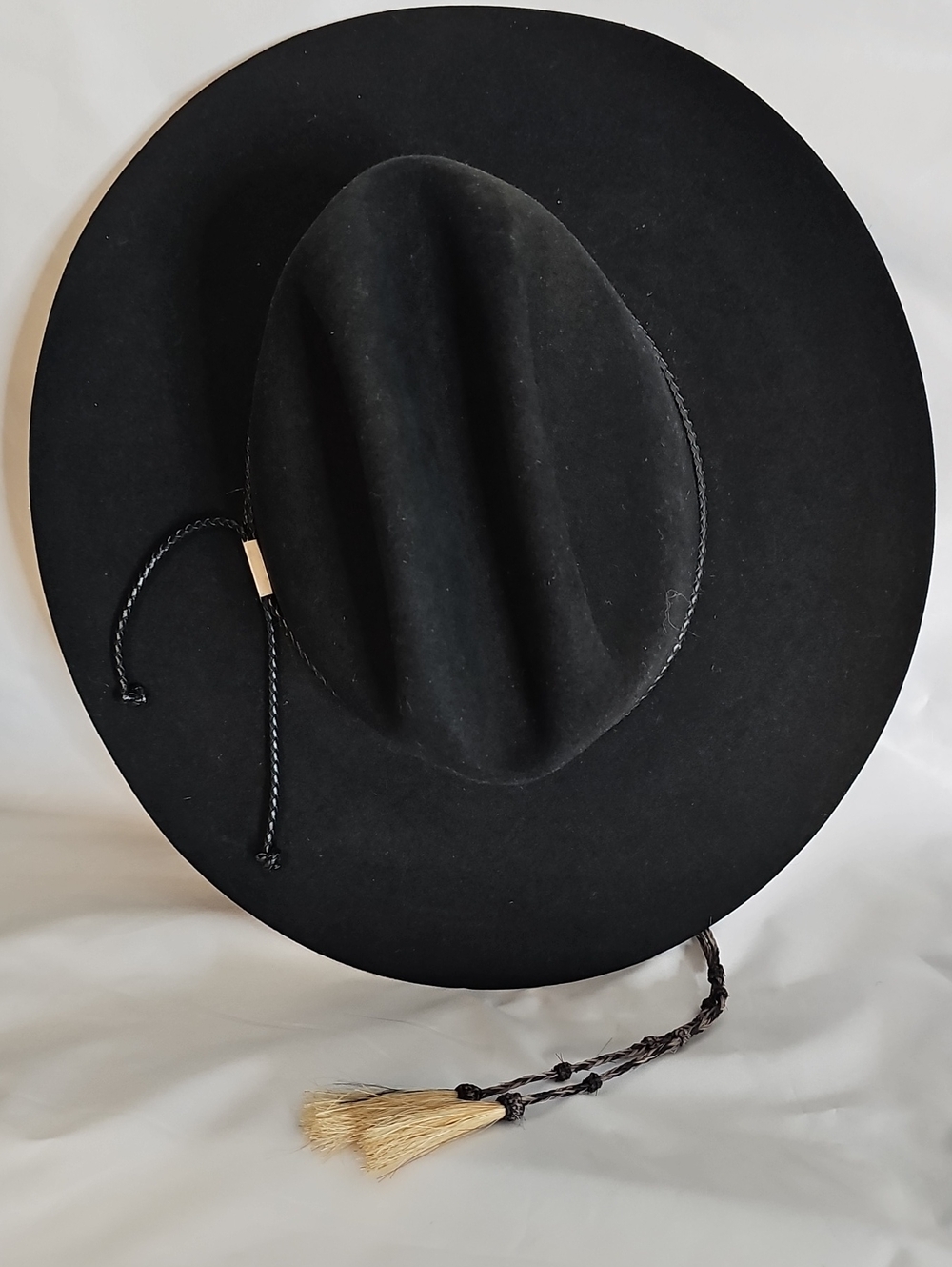 Stetson Black Wide-Brim Felt Hat with Tassel Cord